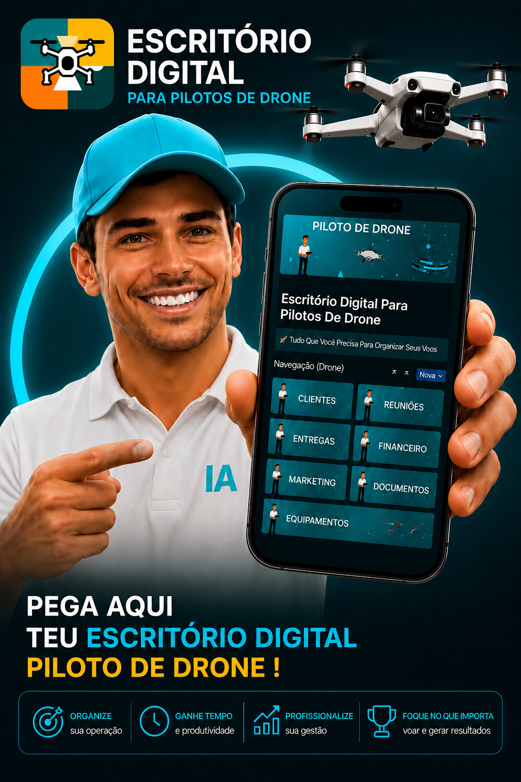 Mockup premium do Escritório Digital para Pilotos de Drone no celular
